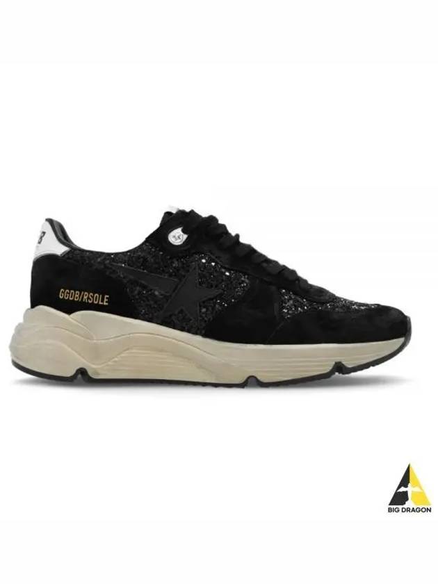 Women's Running Sole Glitter Leather Low Top Sneakers Black - GOLDEN GOOSE - BALAAN 2