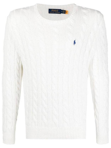 Embroidery Logo Cable Knit Top Ivory - POLO RALPH LAUREN - BALAAN 1