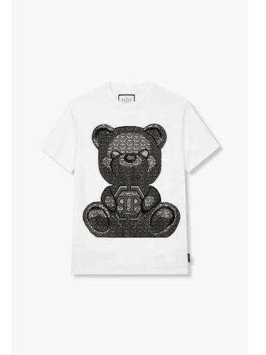 Men s Hexagon Monogram Teddy T Shirt White - PHILIPP PLEIN - BALAAN 1