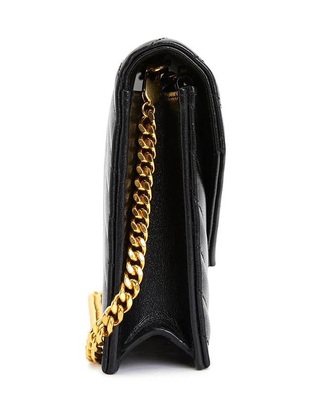 Envelope Chain Leather Half Wallet Black - SAINT LAURENT - BALAAN 3