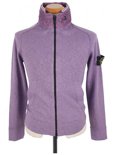 Men's High Neck Zip Up Hoodie Jacket Purple - STONE ISLAND - BALAAN 2