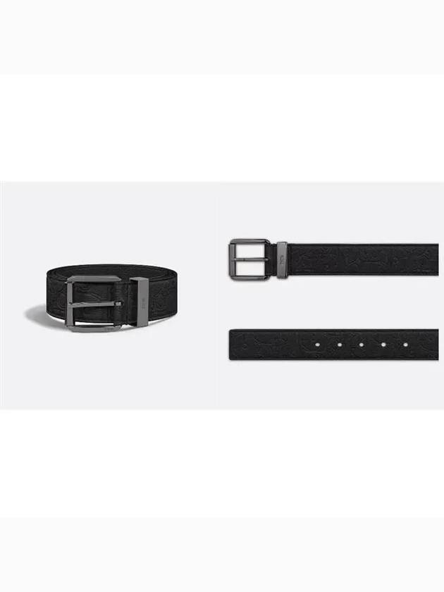 Oblique Embossed Gravity Leather Belt Black - DIOR - BALAAN 4