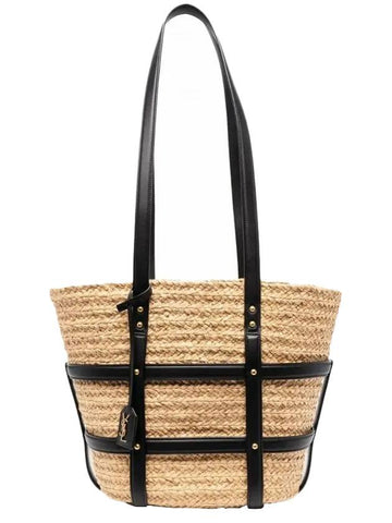 Panier Strap Medium Smooth Leather Tote Bag Beige - SAINT LAURENT - BALAAN 1