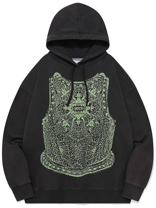 Chestplate Faded HoodieFaded Gray Unisex Graphic Hoodie Gray - PHOS333 - BALAAN 2