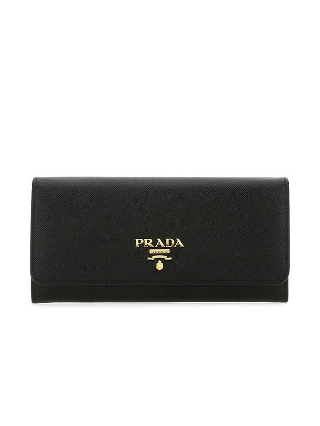 Metal Logo Saffiano Long Wallet Black - PRADA - BALAAN 2