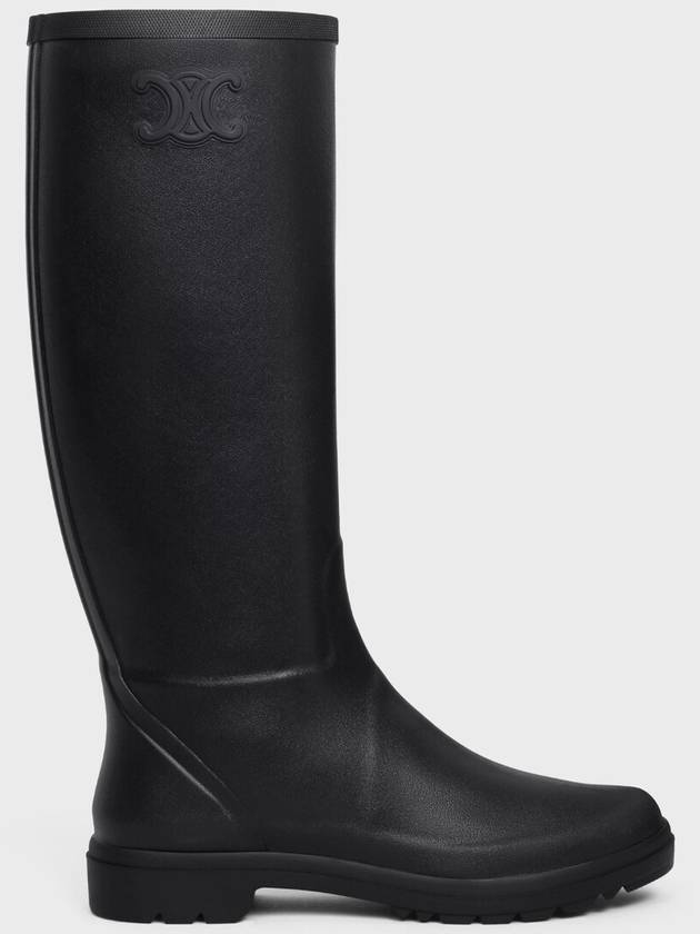 Logo Patch Natural Rubber High Rain Boots Black - CELINE - BALAAN 2