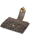 FF Diamond Embossed Logo Zip Card Holder Brown - FENDI - BALAAN 4