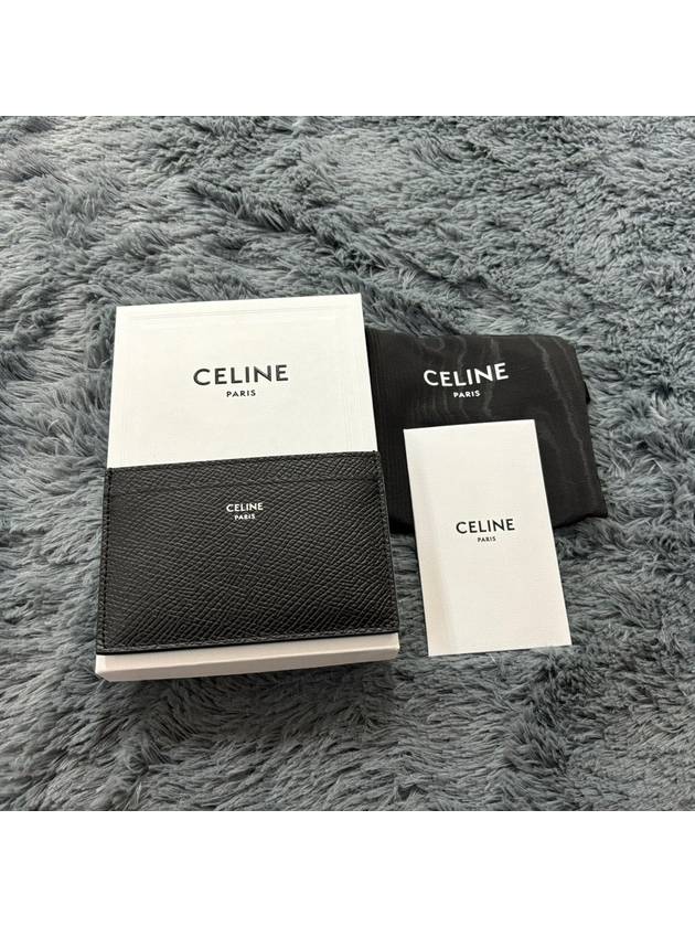 Logo Grain Card Wallet Black - CELINE - BALAAN 4