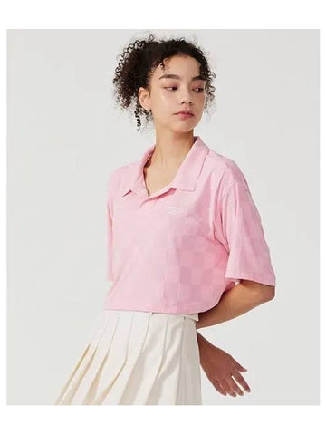 Vector Checkerboard Cropped Collar Women Light Pink - REEBOK - BALAAN 1