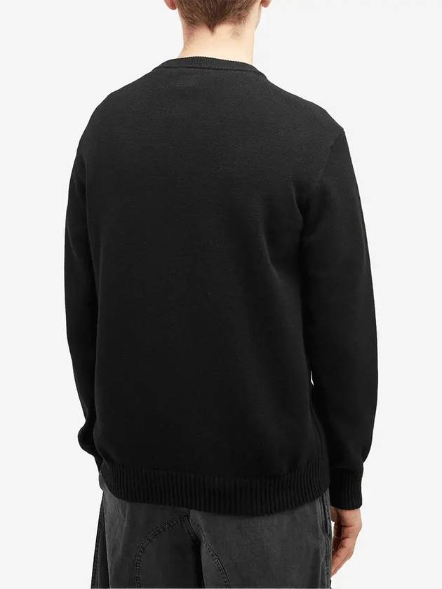 Merino Wool Crew Neck Knit Top Black - CP COMPANY - BALAAN 3