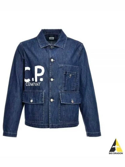 Logo Print Denim Jacket Blue - CP COMPANY - BALAAN 2