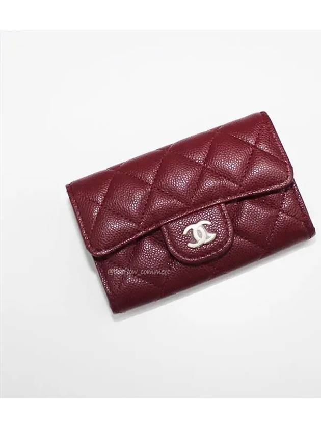 Classic Card Holder Grained Shiny Calfskin Gold Metal Burgundy - CHANEL - BALAAN 5