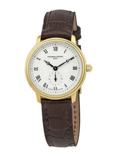 Women’s Classics Slimline Small Seconds Watch Gold Brown - FREDERIQUE CONSTANT - BALAAN 1