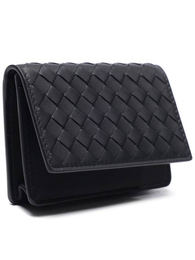 Intrecciato Flap Card Wallet Black - BOTTEGA VENETA - BALAAN 4