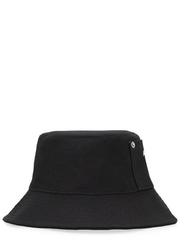 Thais Embroidered Logo Pocket Cotton Canvas Bucket Hat Black - A.P.C. - BALAAN 2