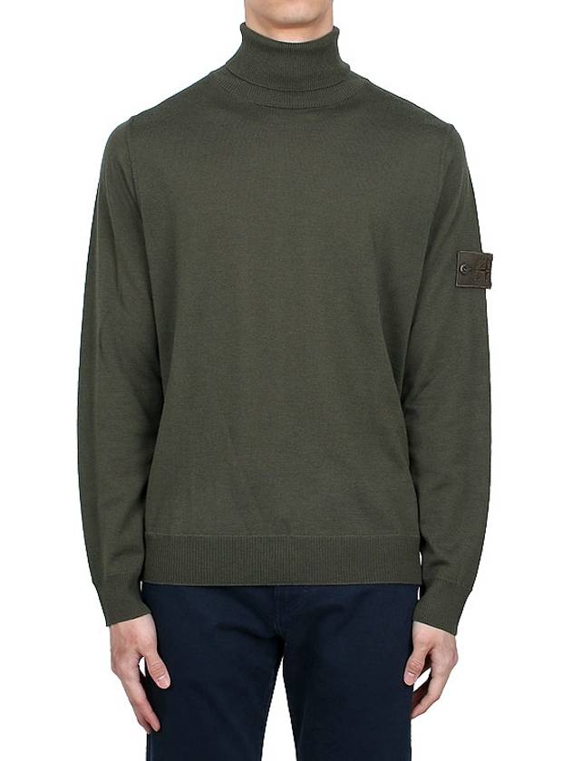 Wool Knit Turtleneck Green - STONE ISLAND - BALAAN 3