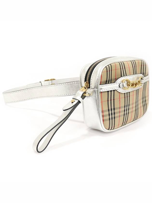 80073521 1983 Checked silver leather gold plated link bumbag belt bag - BURBERRY - BALAAN 2