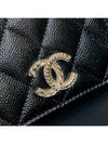 Classic Half Wallet Caviar Skin Black Brooch CC New Logo - CHANEL - BALAAN 10