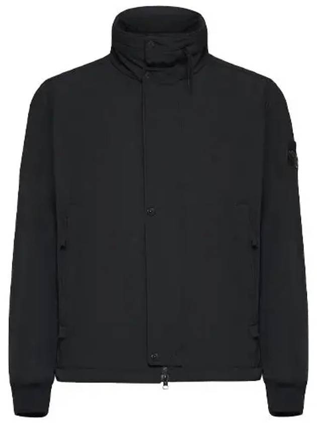 Logo Micro Twill Zip Up Jacket Black - STONE ISLAND - BALAAN 2