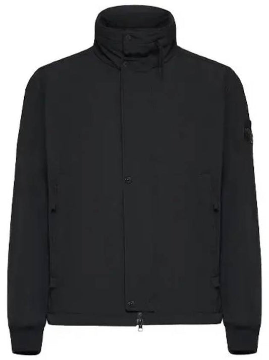 Logo Micro Twill Zip Up Jacket Black - STONE ISLAND - BALAAN 2