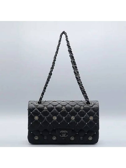 A01112 Black Calfskin Classic Medium Coco Crush Bead Decorated Flap Chain Shoulder Bag - CHANEL - BALAAN 2