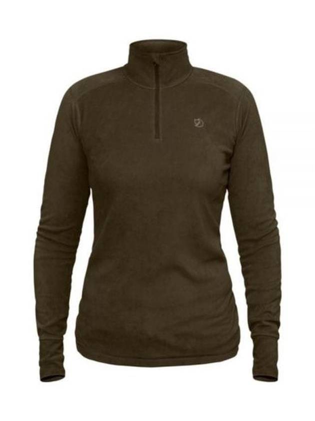 Women's Half Zip Long Sleeve T-Shirt  Dark Olive - FJALL RAVEN - BALAAN 2