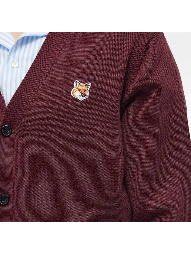 Fox Head Patch Classic Wool Cardigan Wine - MAISON KITSUNE - BALAAN 4