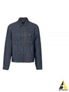 Triangle Logo Chambray Shirt Jacket Navy - PRADA - BALAAN 2