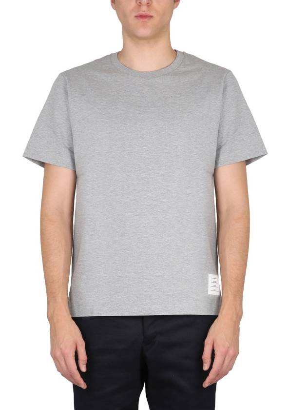 Men's Side Slit Relaxed Short Sleeve T-Shirt Light Grey - THOM BROWNE - BALAAN 2