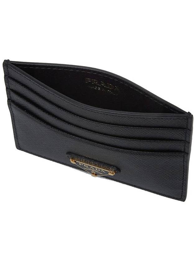 Saffiano Leather Triangle Logo Card Wallet Black Gold - PRADA - BALAAN 10