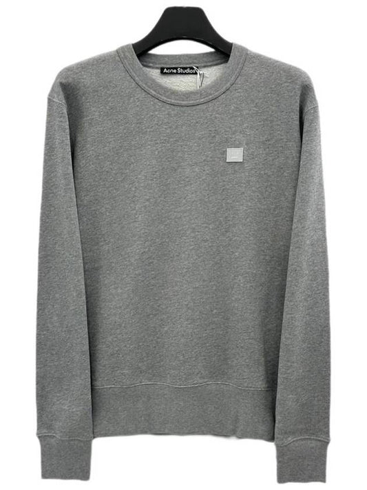 Studios Face Patch Crew Neck Sweatshirt Light Gray Melange - ACNE STUDIOS - BALAAN.