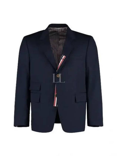 Typewriter Cloth Grosgrain Placket Sport Jacket Navy - THOM BROWNE - BALAAN 2