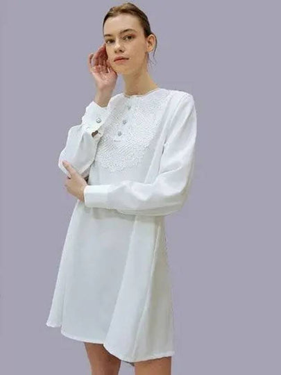 Lace Tuck Dress White - DAMAGE MNEMONIC - BALAAN 2