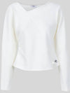 Women's Winning Line Slit Long Sleeve T Shirt Ivory - MICANE - BALAAN 9