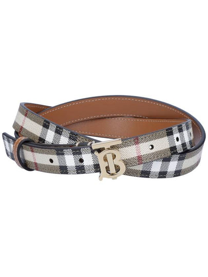 Plaid Check Pattern Leather Belt Beige - BURBERRY - BALAAN 2