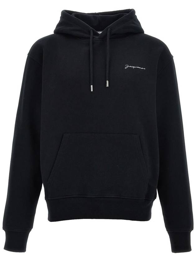 Le Brode Embroidered Logo Cotton Hoodie Black - JACQUEMUS - BALAAN 2