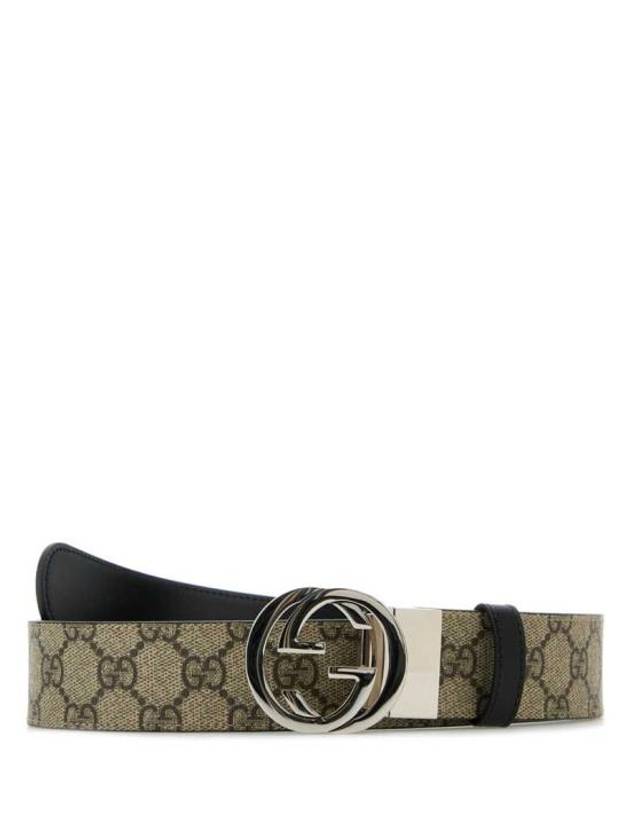 Men's Double-sided GG Supreme Solid Leather Belt Black Beige - GUCCI - BALAAN 2