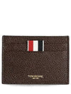 Stripe Note Compartment Pebble Grain Leather Card Wallet Dark Brown - THOM BROWNE - BALAAN 2