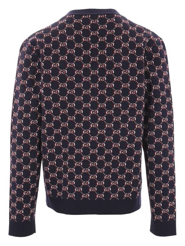 GG Shadow Wool Jacquard Cardigan Navy - GUCCI - BALAAN 3