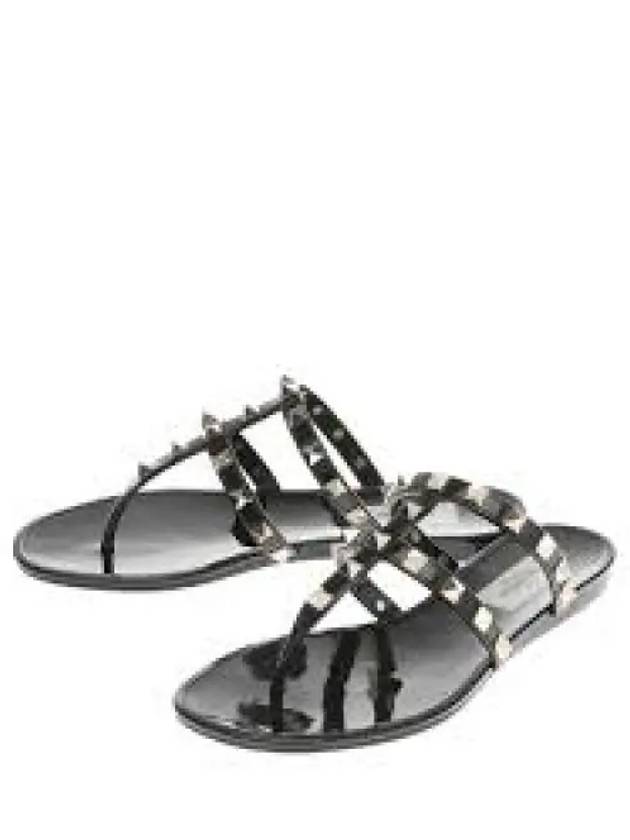 4W0S0T84 PVS 0NO 4W2S0T84 Rubber Rockstud Flat Thong Sandals 1231415 - VALENTINO - BALAAN 1