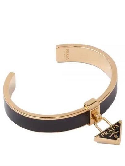 Triangle Logo Plaque Metal Bracelet Black Gold - PRADA - BALAAN 2