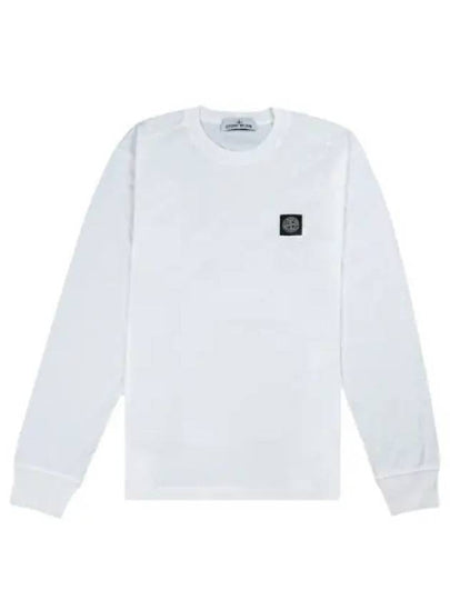 Logo Patch Cotton Jersey Long Sleeve T-Shirt White - STONE ISLAND - BALAAN 2