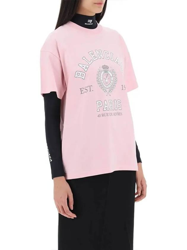 College 1917 Print Short Sleeve T-Shirt Pink - BALENCIAGA - BALAAN 5