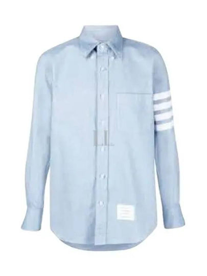 Men's Diagonal Solid Flannel Long Sleeve Shirt Blue - THOM BROWNE - BALAAN 2