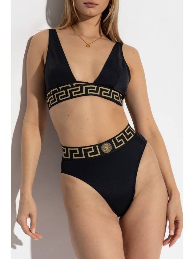 Greca Border High Waist Bikini Bottom Black - VERSACE - BALAAN 3