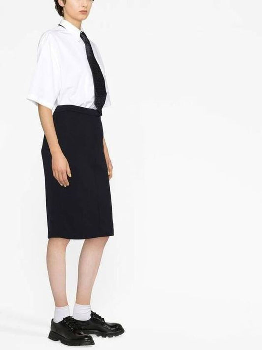 Milano Stitch Wool H Line Skirt Navy - THOM BROWNE - BALAAN 2