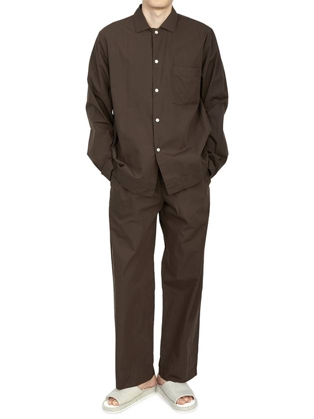 Poplin Pajamas Long Sleeve Shirt Coffee - TEKLA - BALAAN 6