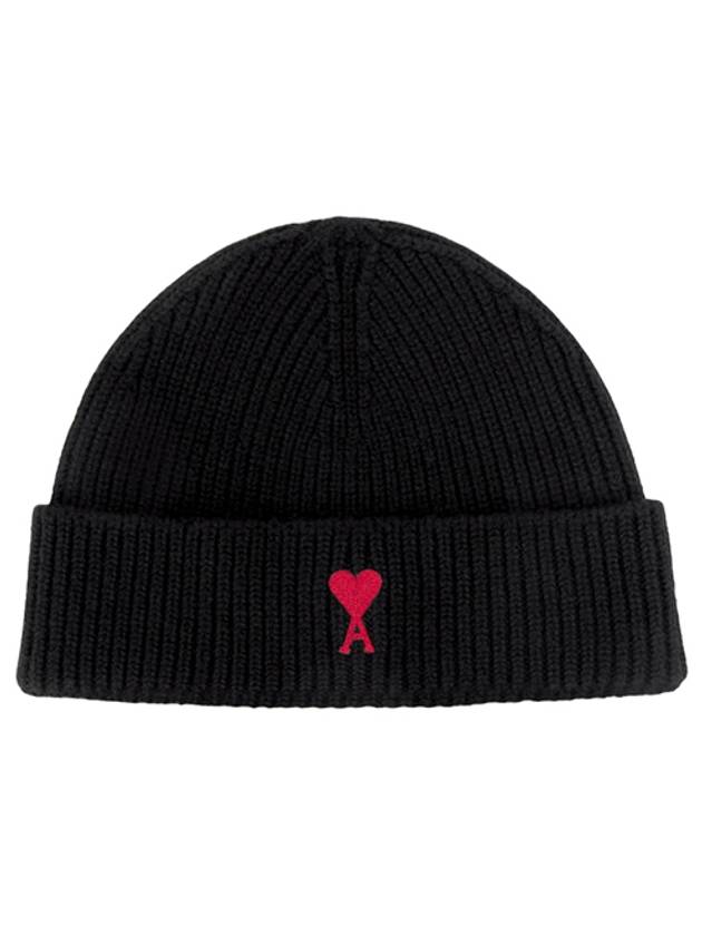 Heart Logo Wool Beanie Black - AMI - BALAAN 2