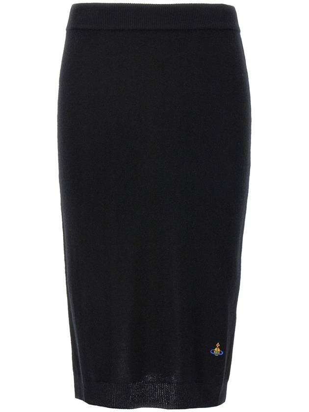 Embroidered ORB Pencil Skirt Black - VIVIENNE WESTWOOD - BALAAN 3