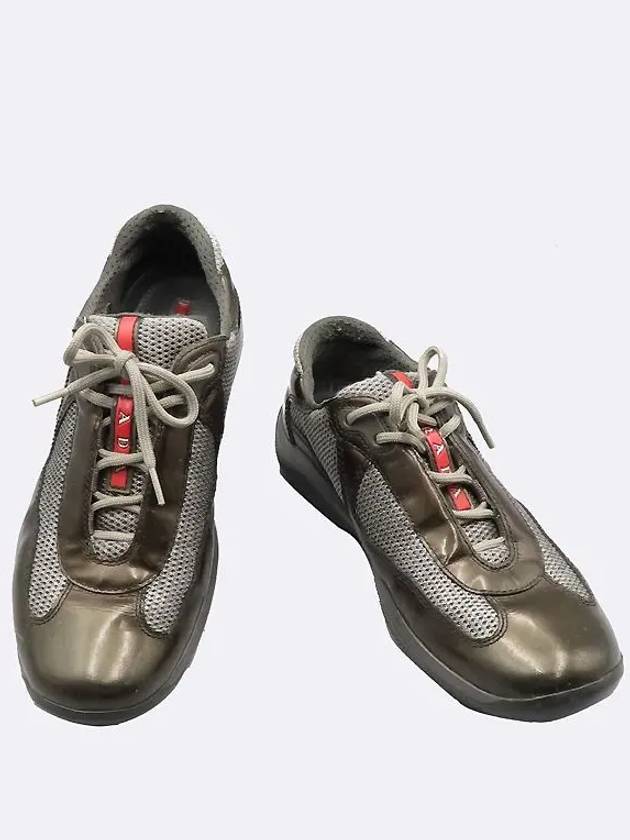 Fabric Leather Blend Women s Sneakers 235MM - PRADA - BALAAN 1